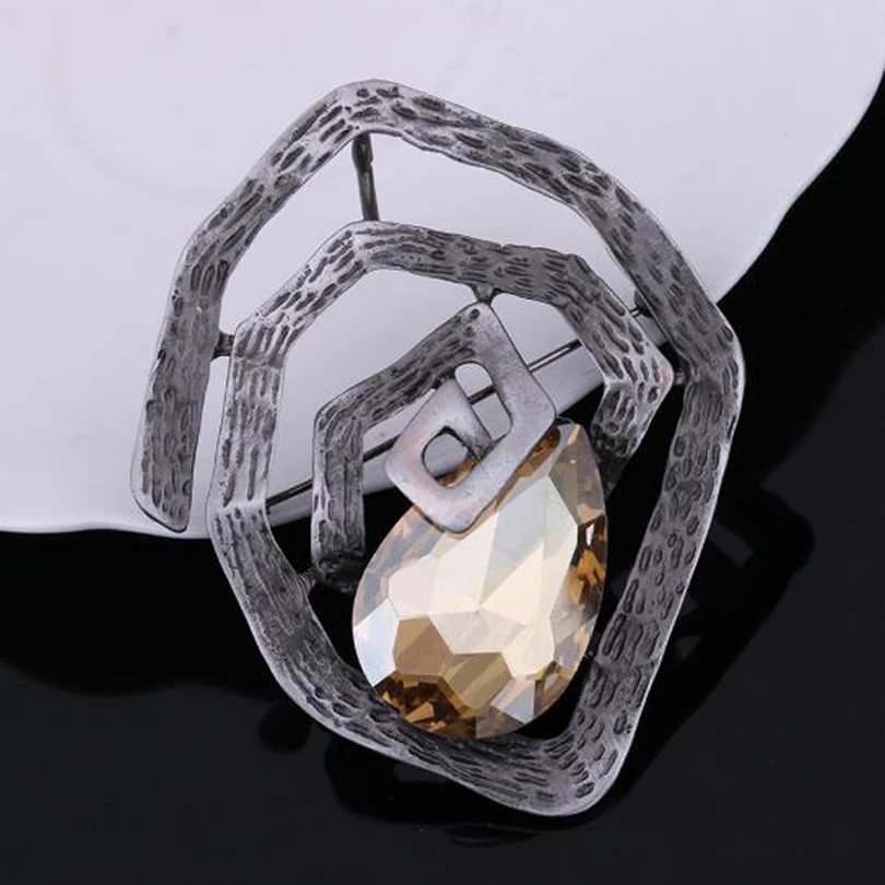 Высокое качество брошь с кристаллами модная Геометрическая открытая винтажная