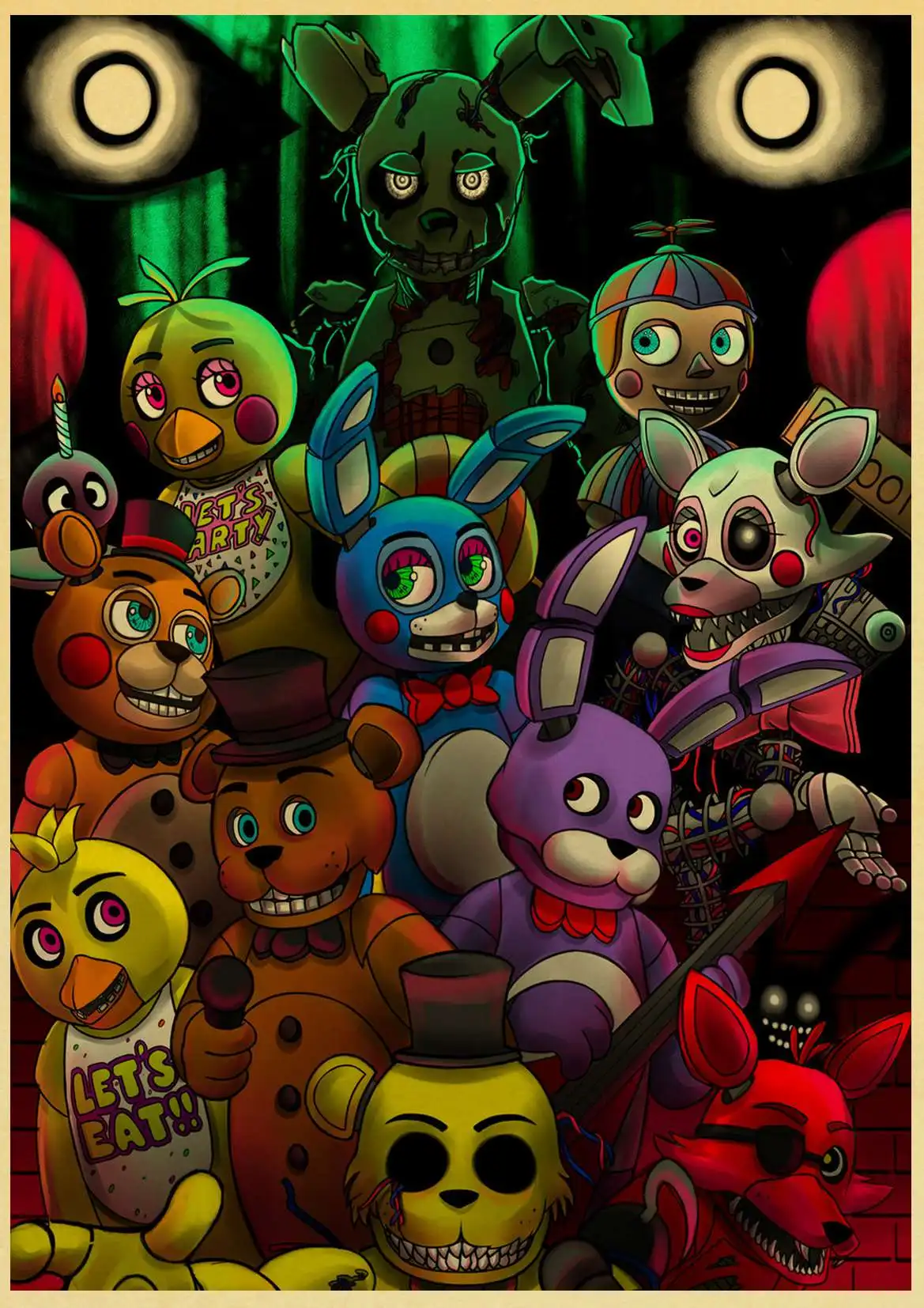 Five Nights at Freddys Game Ретро плакат украшение дома плакат из крафт-бумаги живопись наклейки на стену - Цвет: E035