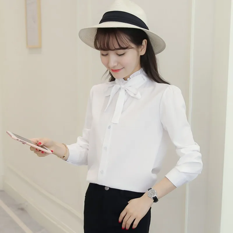 

My NewIn Женские топы и блузки белая рубашка с длинными рукавами шифоновая рубашка универсальная Повседневная Blusas Mujer De Moda 2018