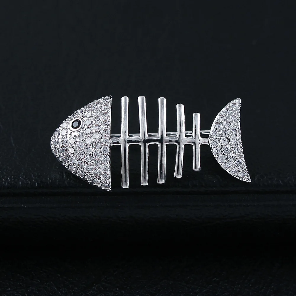 silver Синди Сян(сочетание ароматов риса и орехов) кубического циркония Броши Рыба для женщин медные булавочные callor брошь в виде милых животных Ювелирные изделия Свадебные аксессуары для ванной комнаты в подарок - Окраска металла: silver