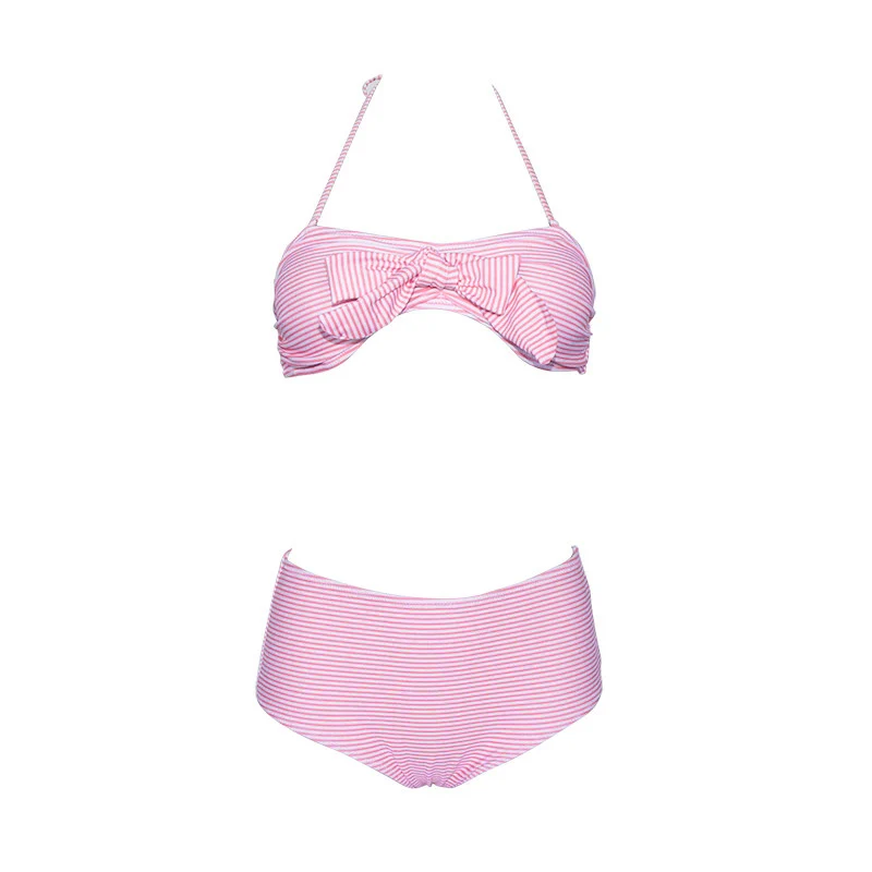 Bikinx бикини с высокой талией 2019 mujer biquini Розовый Полосатый Сексуальный купальник