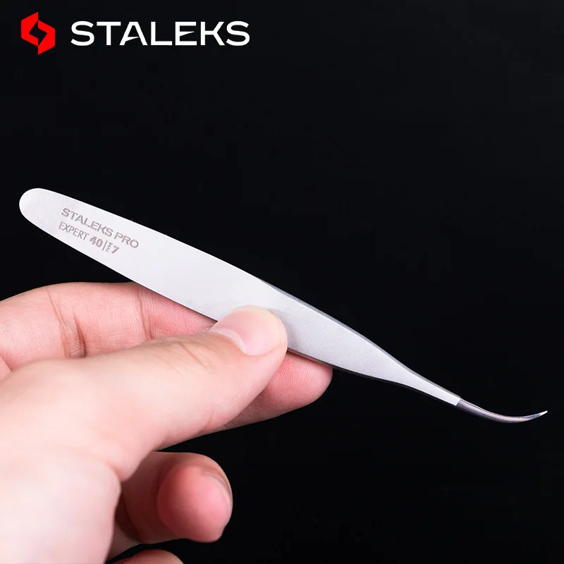 STALEKS PRO 40 7 Пинцет наращивание ресниц цветение эфирные антистатические щипчики