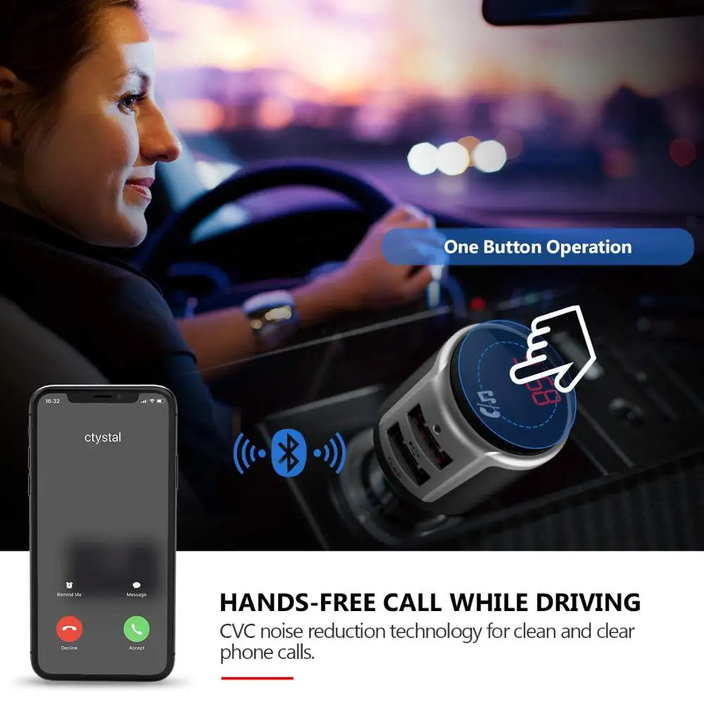 Автомобильный Bluetooth FM передатчик Jilang беспроводной радиоадаптер музыкальный MP3