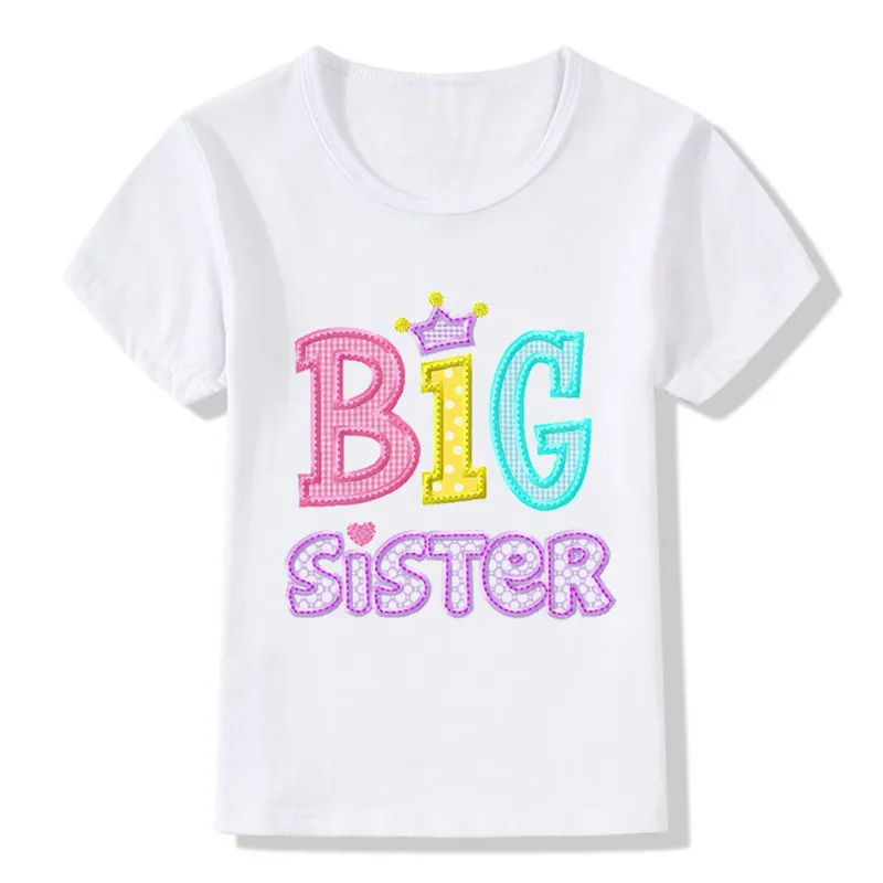 Детские летние топы Детская футболка с принтом Big Sister Одежда единорогом для