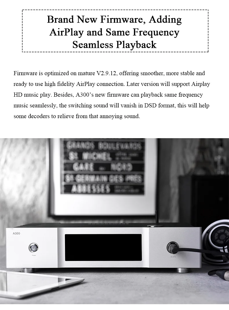 Soundaware флагманский PCM& DSD интегрированный сетевой потоковый музыкальный плеер A300 встроенный декодирующий усилитель для наушников