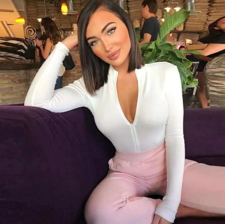 2019 новые весенние эластичные минималистский трико сексуальная тонкая на молнии