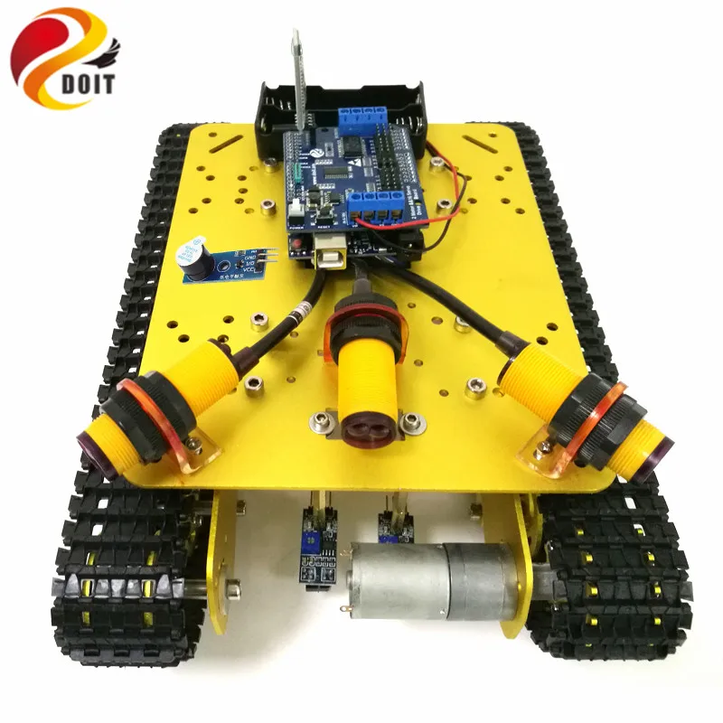 Bluetooth Управление отслеживающий препятствие Танк шасси TS100 с Arduino UNO R3 доска +
