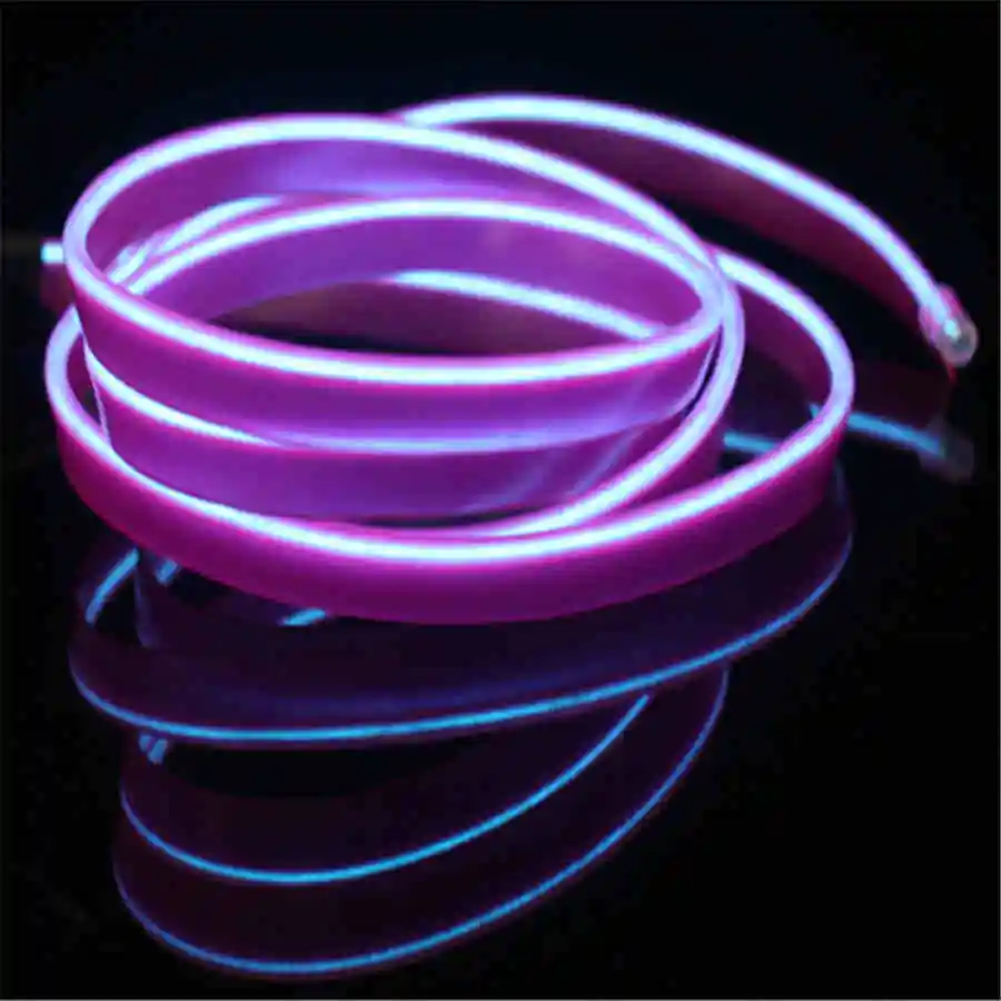 Purple JingXiangFeng DIY светодиодный неоновый светильник для украшения 12 в 1-5 метров светодиодный светильник для салона автомобиля Гибкий EL холодный провод веревка труба линия приборной панели - Испускаемый цвет: Purple