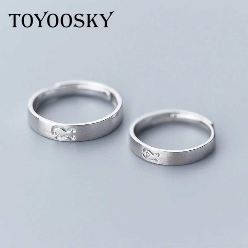 2 шт кольца циркон форма рыбы пара кольцо Регулируемый размер Настоящее 925 пробы