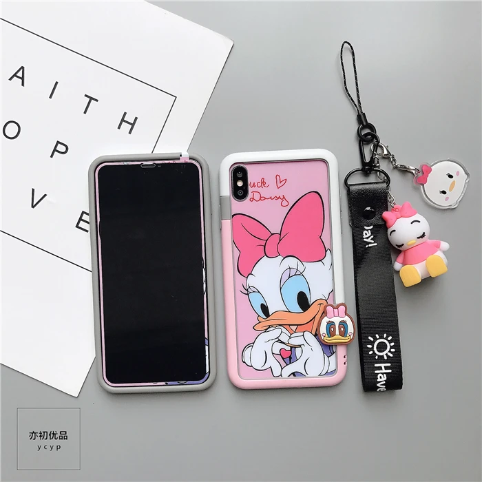 Для iphone XS Max Милые ромашки пленка из закаленного стекла для iphone X XR 6 7 8 Плюс Минни Сейлор Мун чехол+ мультфильм бампер бретели нижнего белья