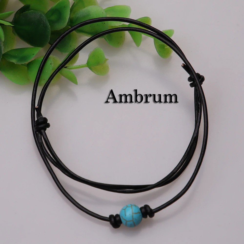 Женское Ожерелье чокер ручной работы с одной бусиной синее ожерелье