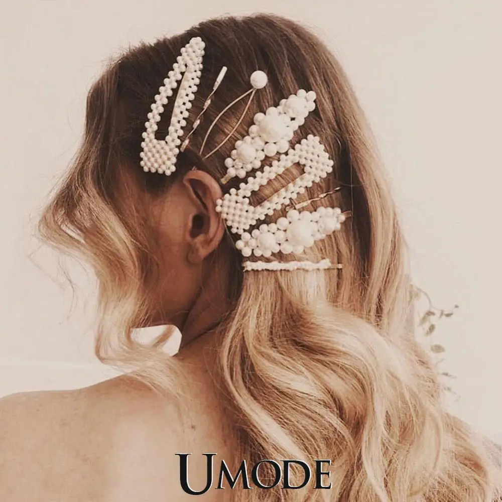 UMODE, заколка для волос с жемчугом, заколка для девочек, свадебная, винтажная, антикварная, для невесты, украшение, Корея, модные аксессуары для женщин