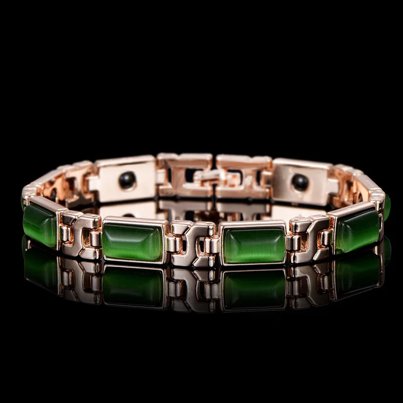

HOMOD high quality colorful cat's-eye stone women golden Magnet health chain Bracelet
