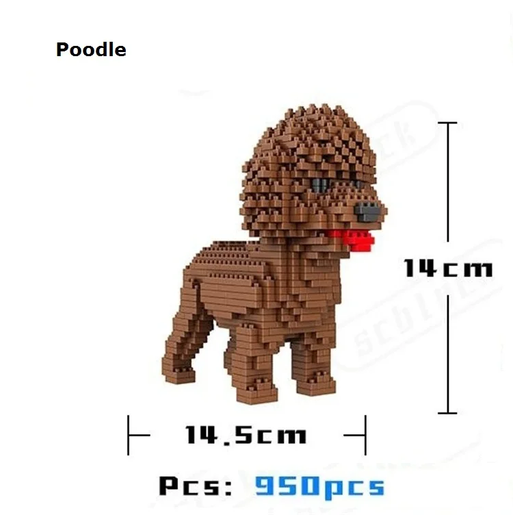 poodle dog Микро блоки собака модель маленькие кирпичи такса игрушка в сборе brinquedos Шнауцер фигурка Хаски дети подарки игрушки для детей - Цвет: poodle dog