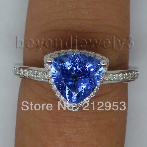 Кольцо из белого золота с натуральным бриллиантом 8 мм YWR0034|diamond tanzanite rings|ring salegold