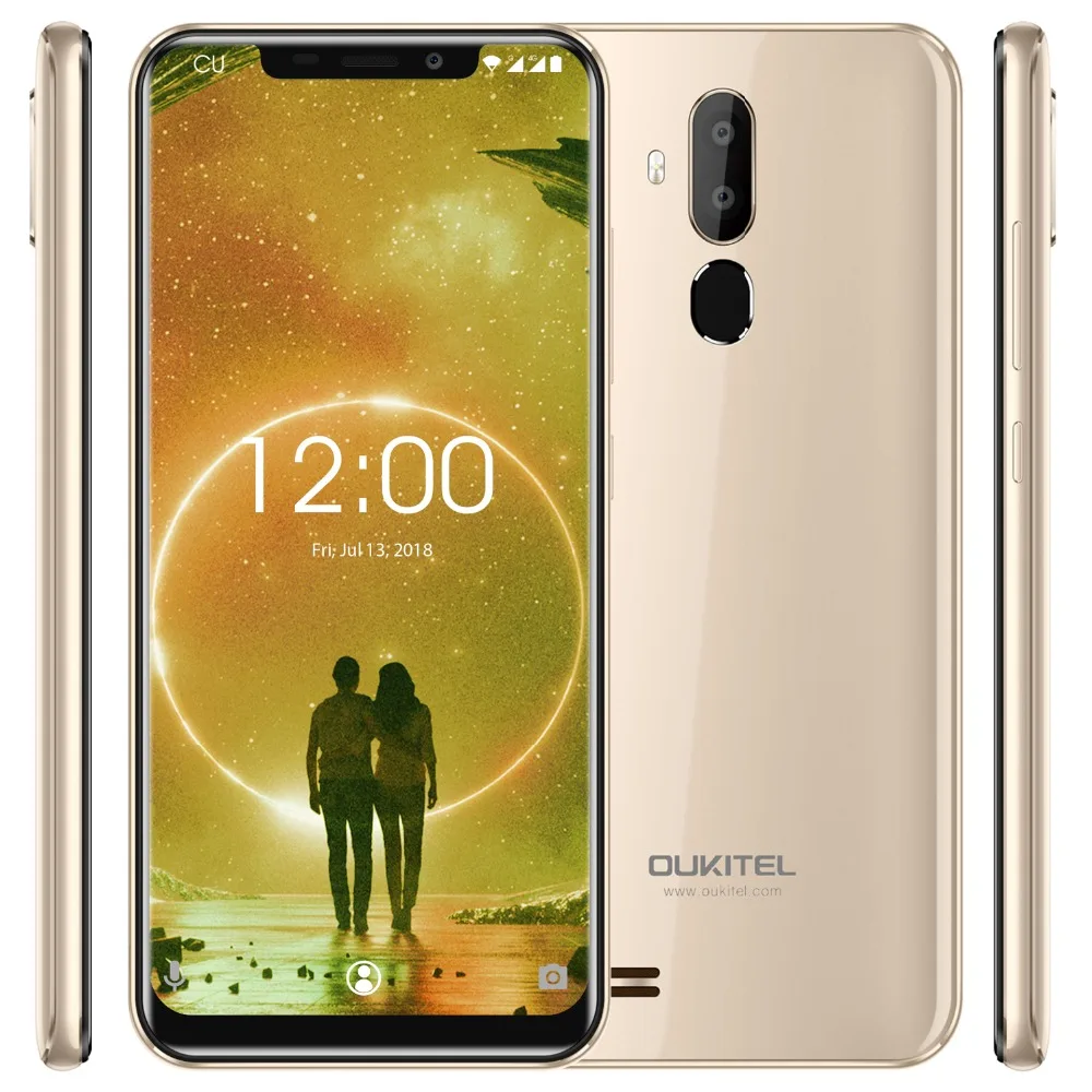 OUKITEL C12 Face ID 6,1" 19:9 смартфон с отпечатком пальца Android 8,1 мобильный телефон MTK6580 четырехъядерный 2G ram 16G rom Dual SIM разблокировка