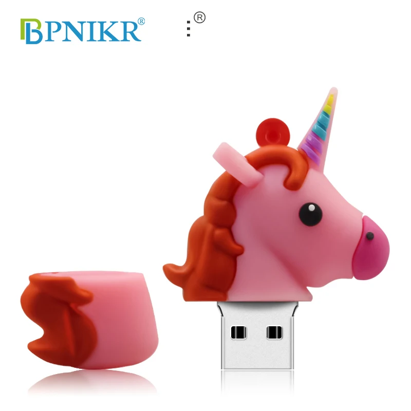 Розовый Цветной usb-накопитель с единорогом, 4 ГБ, 8 ГБ, 16 ГБ, 32 ГБ, u-диск, милая флеш-карта памяти, 64 ГБ, флеш-накопитель, USB флеш-накопитель - Цвет: Розовый