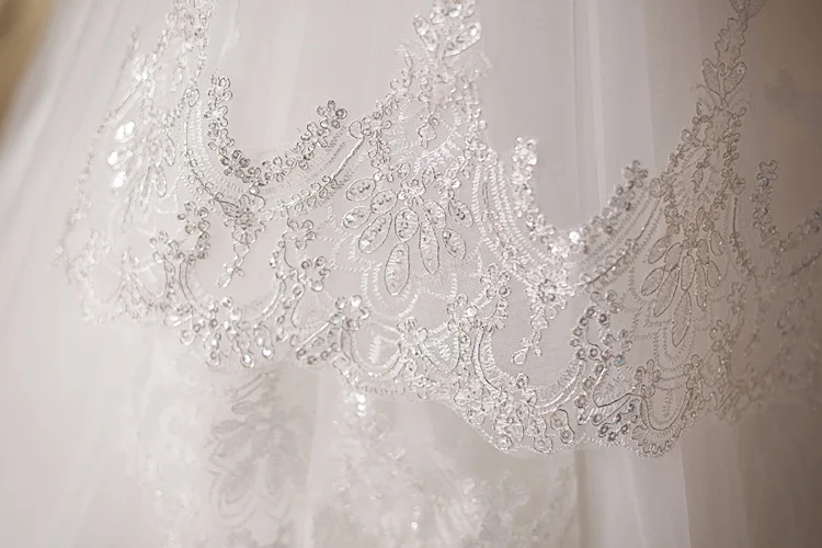 Развеселить Лин Оптовая 3 М Слоновая Кость Фаты Длиной Бисера Края Шнурка Bridal Veil