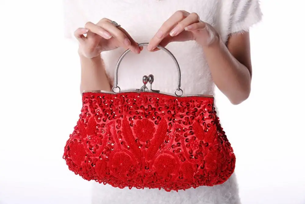 Women's Sequined Pearl Encrusted Evening Bag Wedding Clutch woman bags fashion 2014 designers christmas black friday | Багаж и сумки