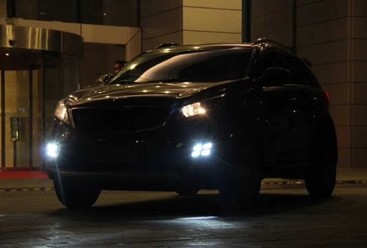 Lampever Автомобильный светодиодный DRL Комплект для Kia Sportage R высокая яркость 4 глаза стиль Светодиодный Противотуманные фары Дневной ходовой светильник Дневной светильник