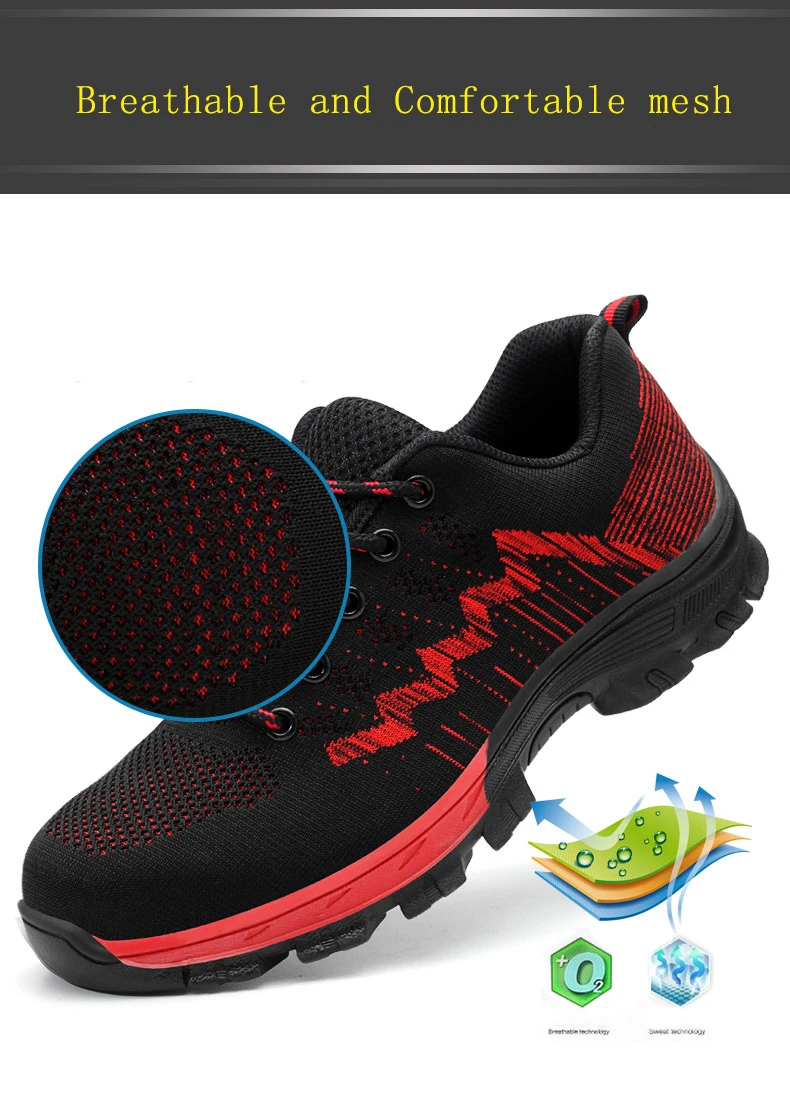 Steel Toe Work Safety Shoes for Men Summer Outdoor Non-slip Boots Construction Puncture Proof Sneakers Composite Toe Shoes