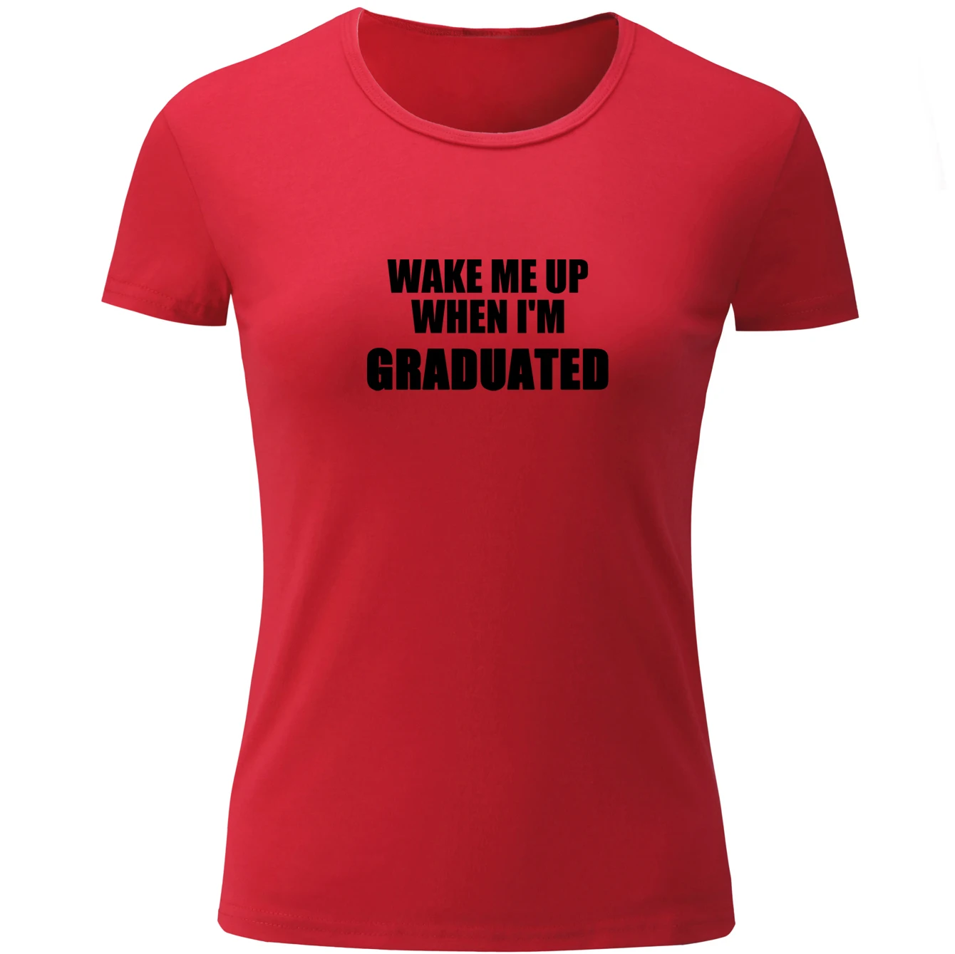 iDzn Wake Me Up When I'm Graduated Print Short Sleeve Women T Shirts Casual Loose Girls Tops Summer Vacation Tees Size S-XXL | Женская