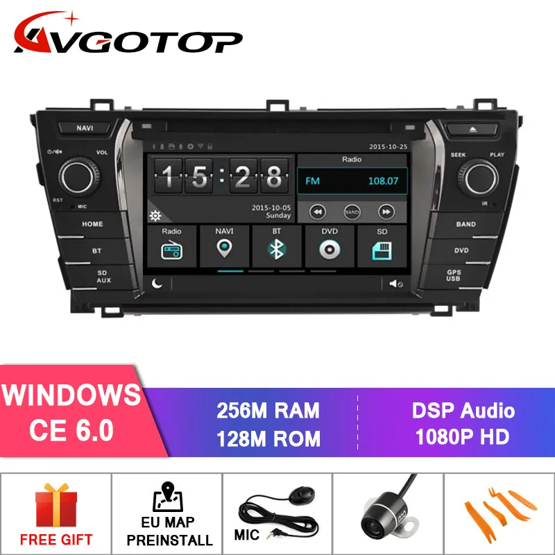 Автомагнитола AVGOTOP Android 11 WINCE Bluetooth GPS DVD-проигрыватель для автомобиля TOYOTA COROLLA 2014 2G