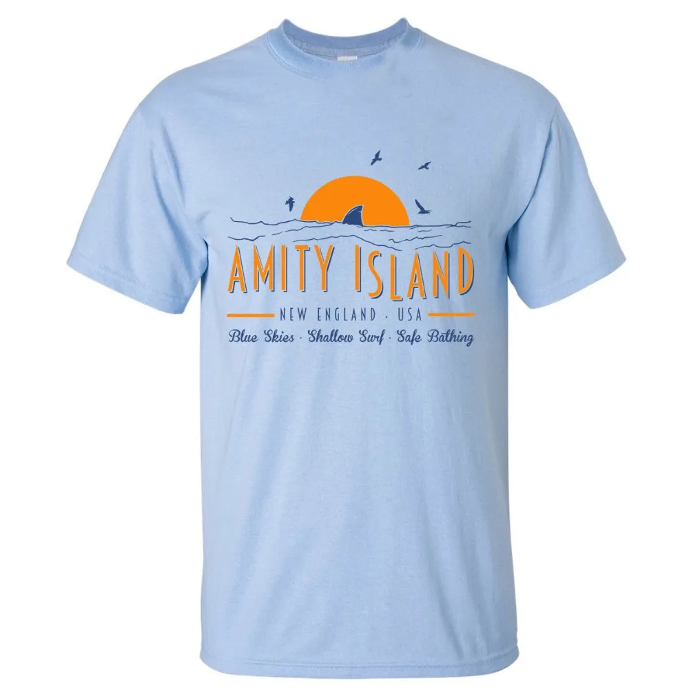 Amity Island Inspired By Jaws The Movie - Retro Classic Film Sharks 70'S New Cotton Short Sleeve O-Neck Tops Tee Shirts | Мужская