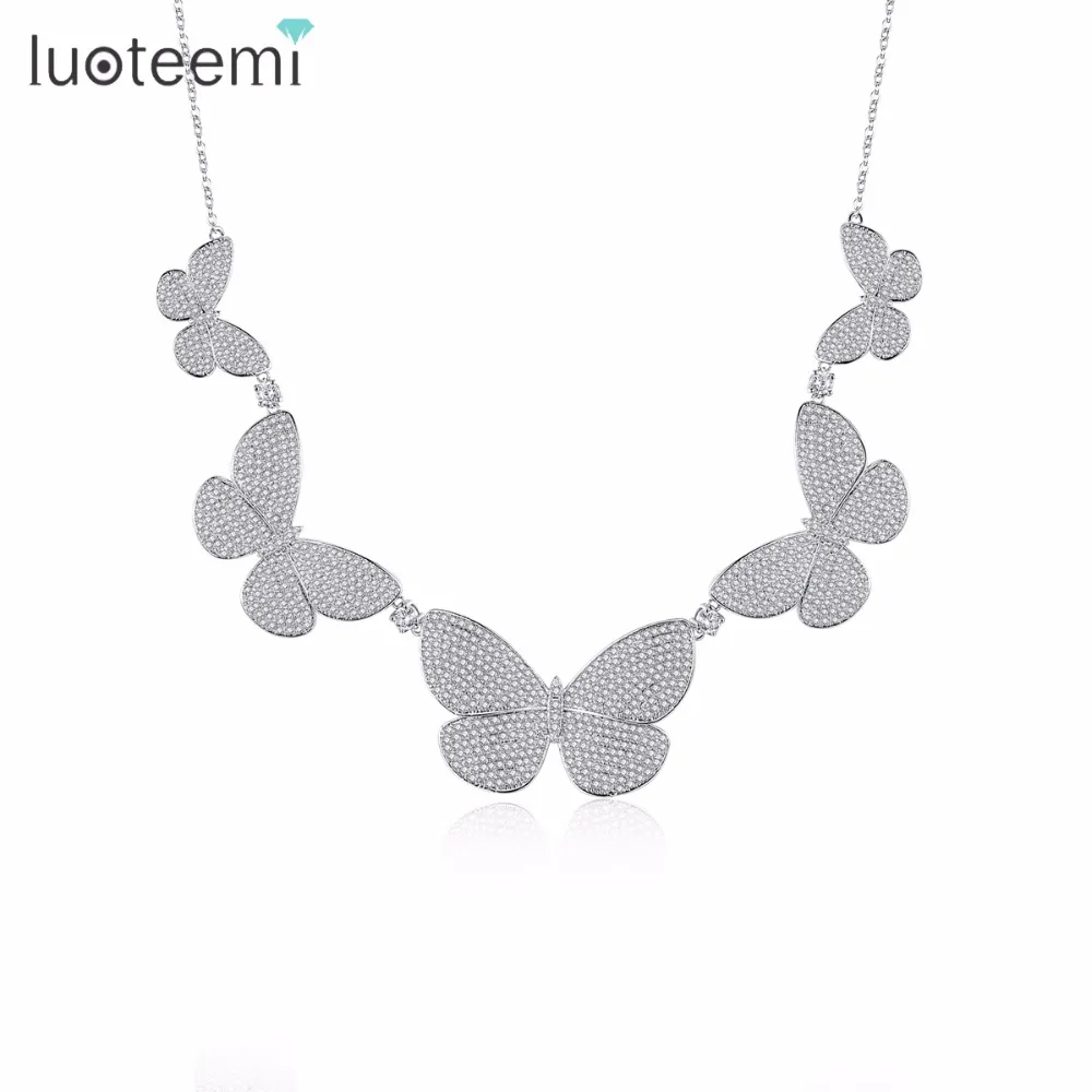 Новые Винтажные Ювелирные изделия LUOTEEMI кулон в виде бабочки с длинной цепочкой