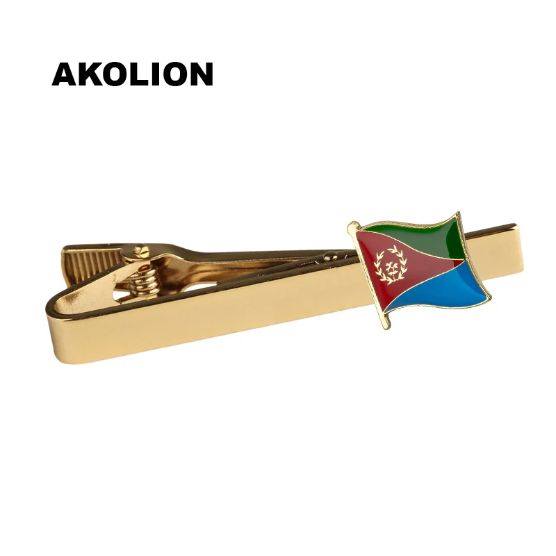 Металлический зажим для галстука с флагом страны Пуэрто Рико Золотой свадебного