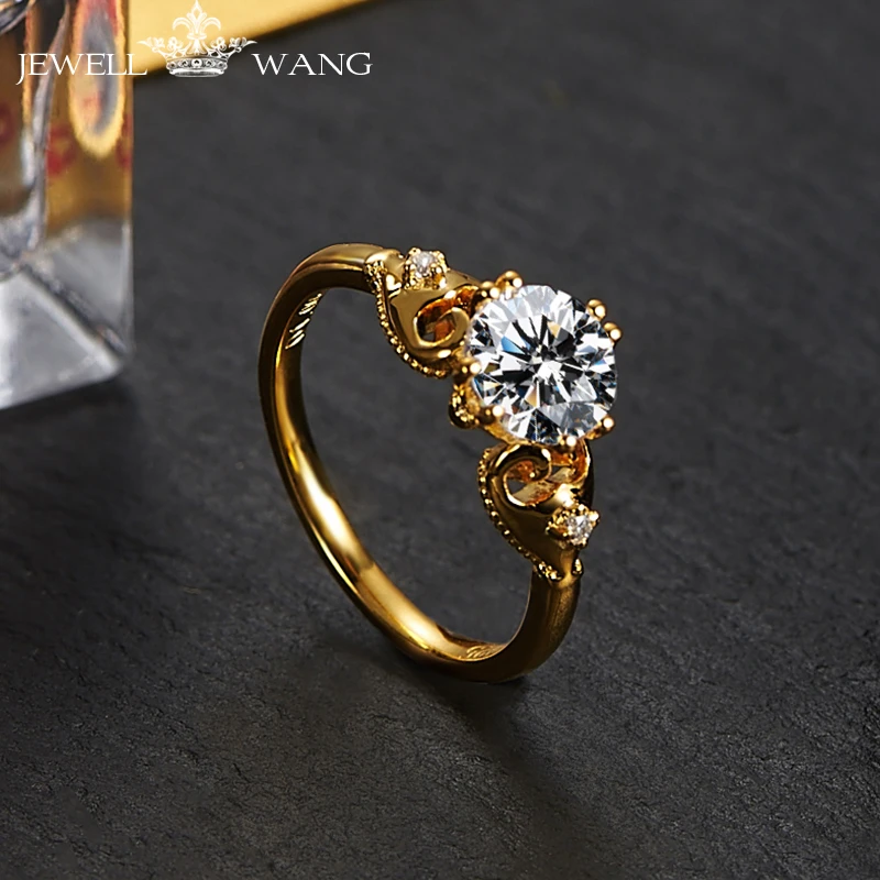 Кольца из желтого золота 18 К с муассанитом 1 0 карат ring design ring forrings for women | Кольца -32701800847
