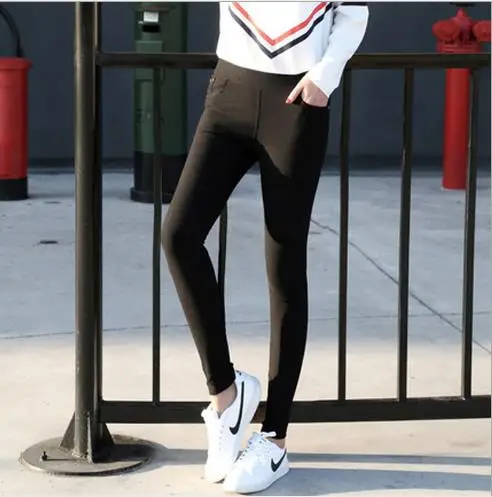 Женские теплые двухслойные леггинсы для офиса и школы большие размеры 5XL E566 зима