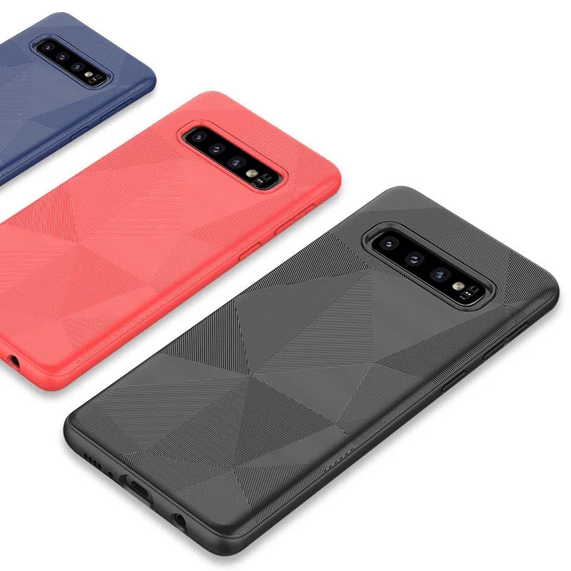 Newest Geometric Grinding Sot TPU Case For Samsung S10 S10Plus S10E Cover Fashion Black Frosted Business Coque |