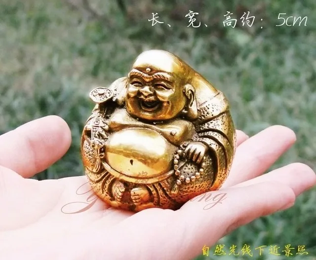 Buy Chinese Open light pure copper Ruyi Maitreya Buddha Statue figurine Home Furnishing Feng Shui wholesale Tibetan Copper on