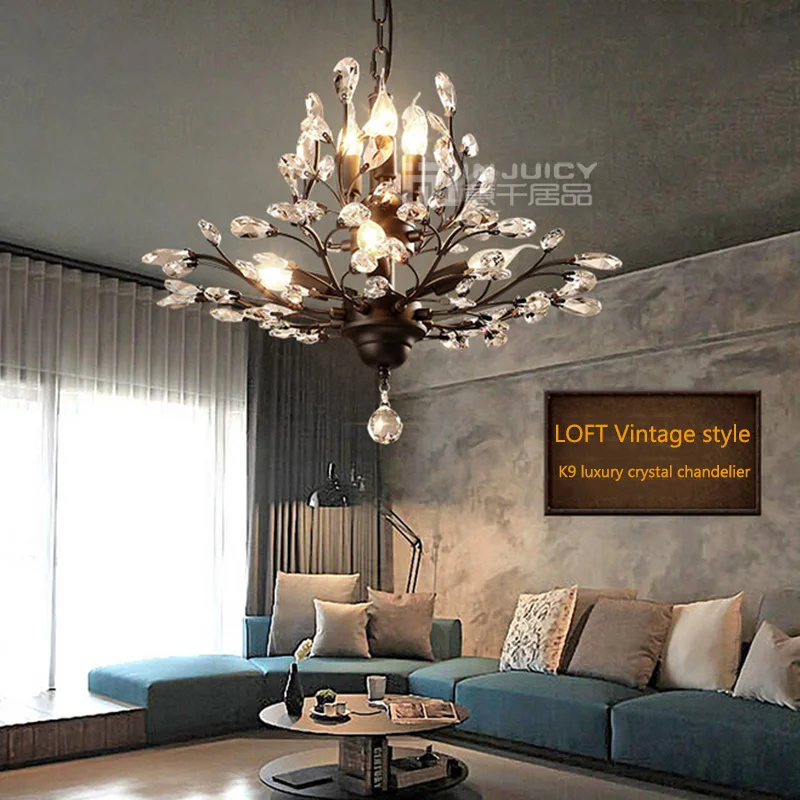 Винтажная светодиодная люстра в стиле ретро E14 из промышленного железа роскошная