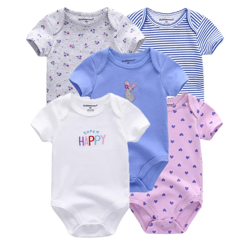 

5 PCS/lot newborn baby bodysuits unisex short sleevele baby Jumpsuit O-neck 0-12M Cotton roupa de bebe baby clothes sets
