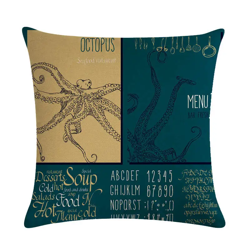 Морские животные печать бросок морские подушки в виде продуктов чехлы на стул