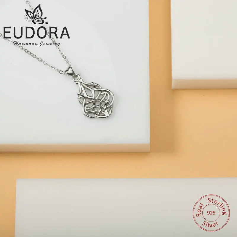 Eudora, 925 пробы, серебряная, Геометрическая линия, подвеска, ожерелье, ирландский кельтский стиль, Тканое ожерелье с узлом, хорошее ювелирное изделие для женщин, подарки D201