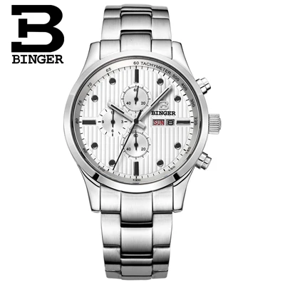 Item 2 Швейцарские BINGER часы мужские брендовые Роскошные кварцевые мужские часы сапфировые мужские часы водонепроницаемые светящиеся наручные часы с хронографом - Цвет: Item 2