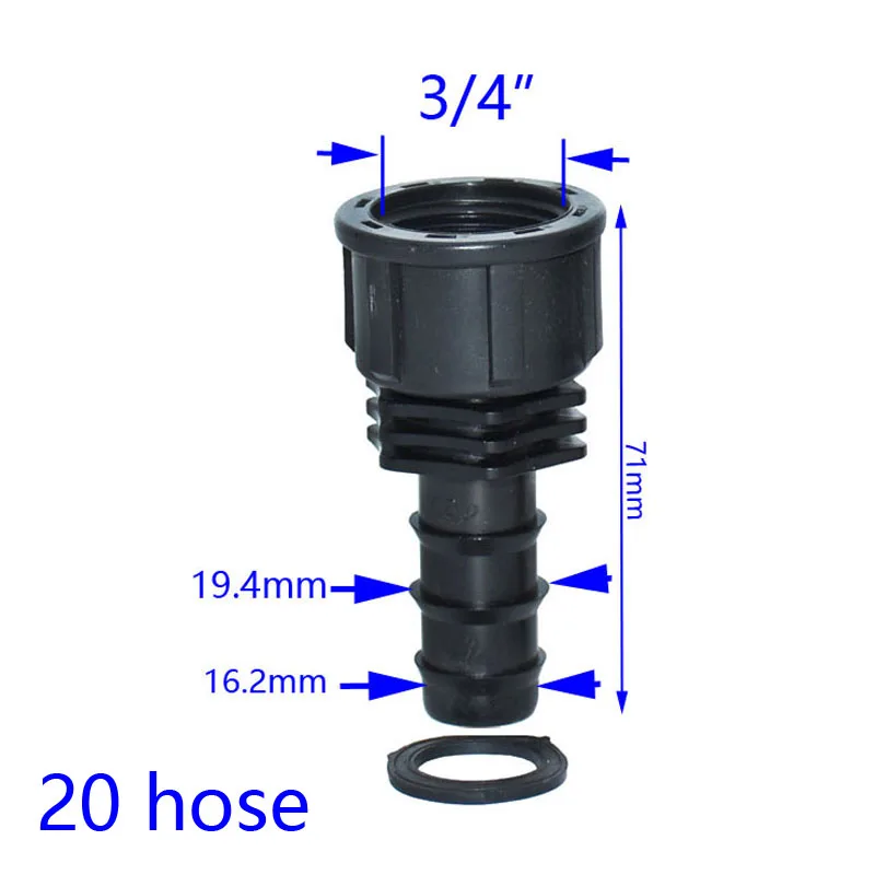 3 I 4 to 20 hose Полив сада женский 3/4 к 1/2 шланга разъем 1/2 до 20 Торцевая заглушка, мм barb кран шланга соединитель адаптера 1 шт - Цвет: 3 I 4 to 20 hose