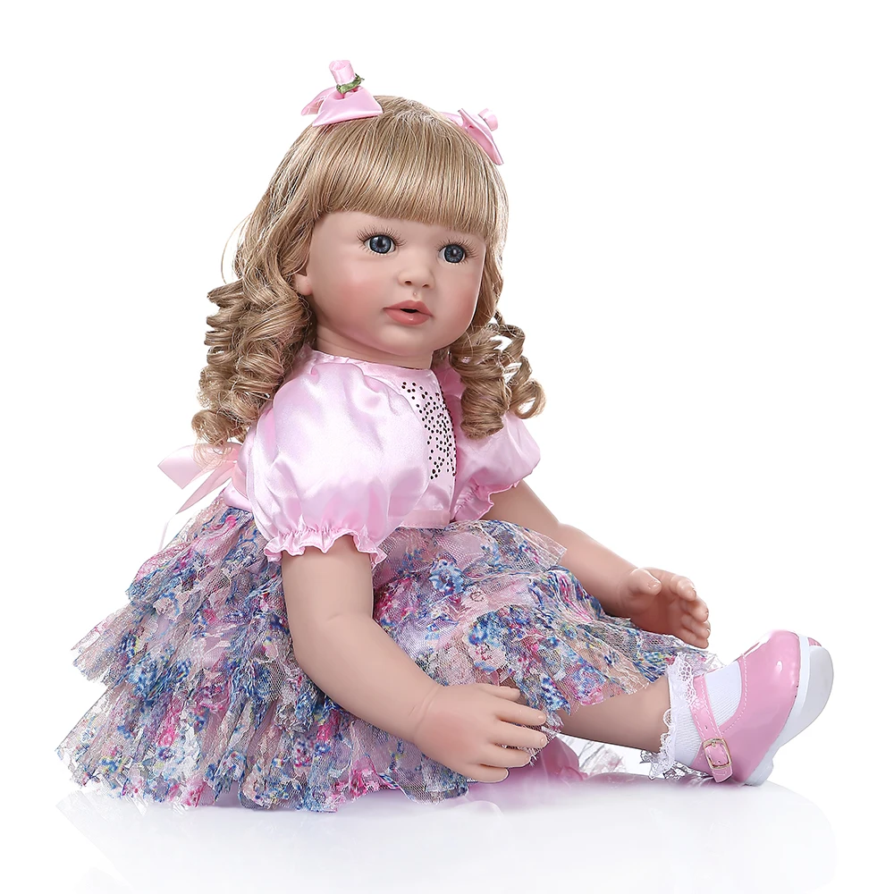 NPK60CM Реалистичная кукла reborn baby силиконовая для девочек с длинными вьющимися