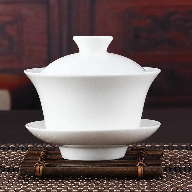 Китайский чайный набор Gaiwan белый керамический гайвань кунг-фу посуда для белого