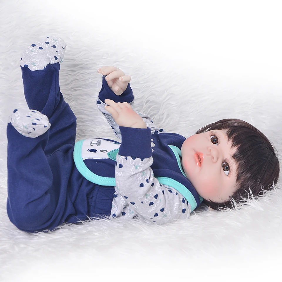 23 дюйма Boneca bebes reborn boy силиконовая виниловая кукла для новорожденных Реалистичная