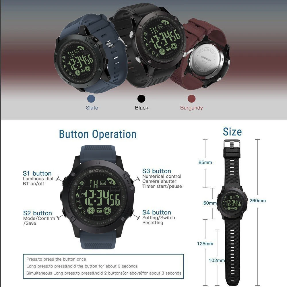 Умные часы в стиле милитари фитнес-трекер Шагомер Bluetooth спортивные цифровые