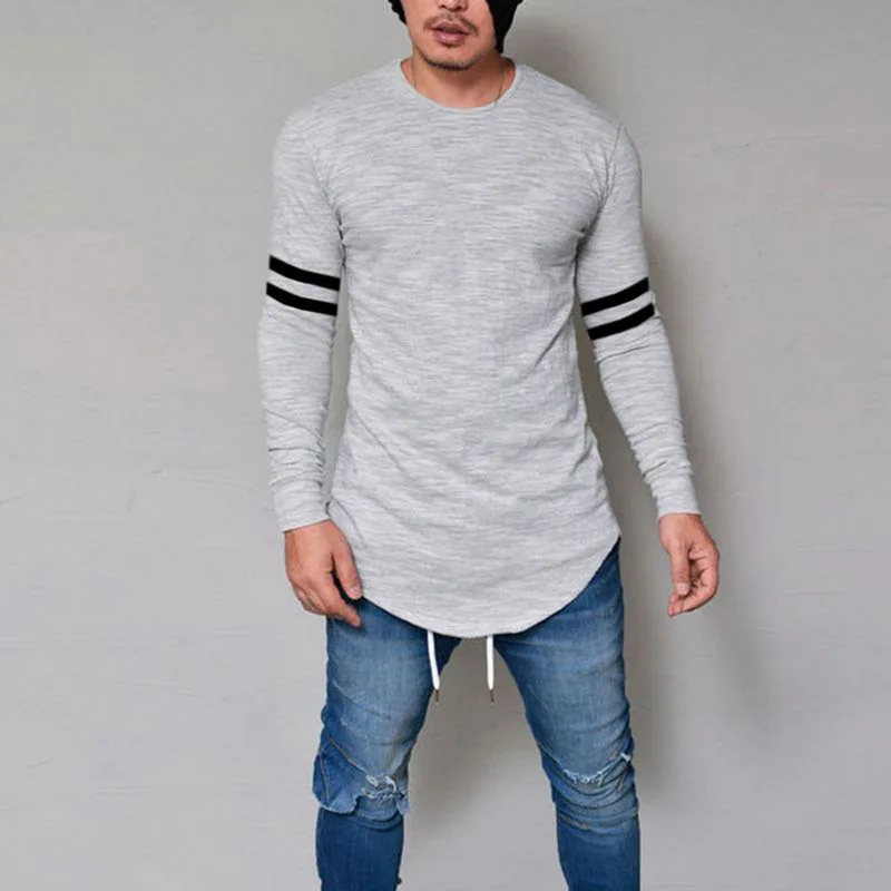 Men Hot Sale Fashion Fitness T-Shirt Bodybuilding Long-Sleeve Muscle Basic Print Blouse Tee Shirt Top Casual | Мужская одежда