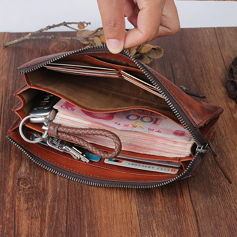 Качественный мужской кошелек из натуральной кожи большой держатель для карт