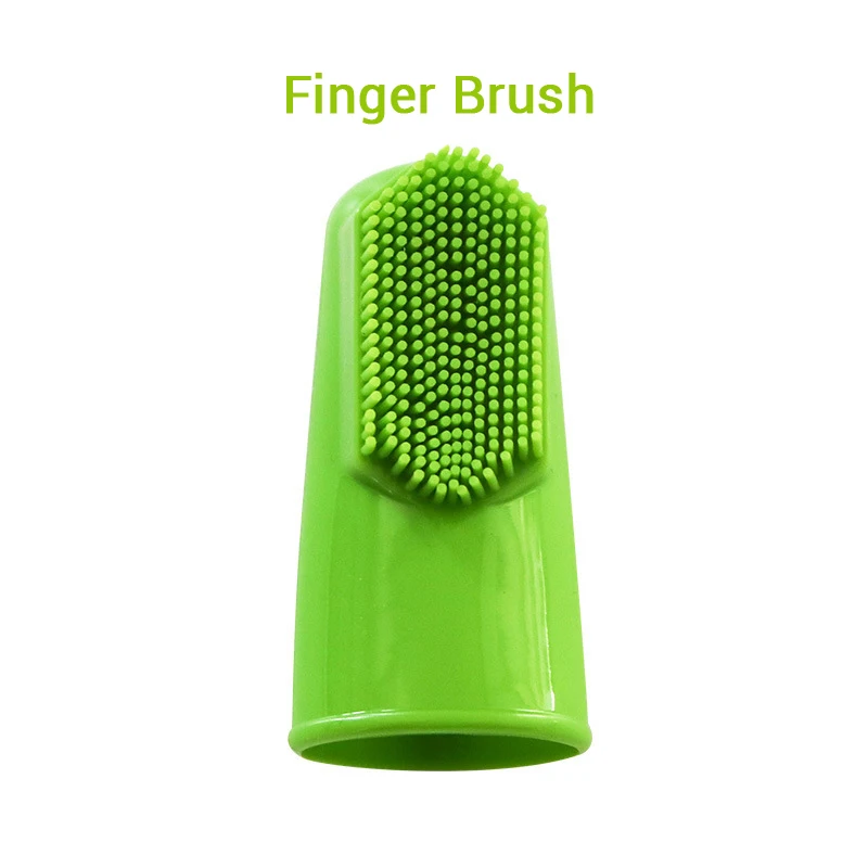 Набор для зубов собаки: зубная паста и зубная щетка Hot Puppy Teeth Brush Three Head Tartar Oral Care Tool Finger Back Up on.