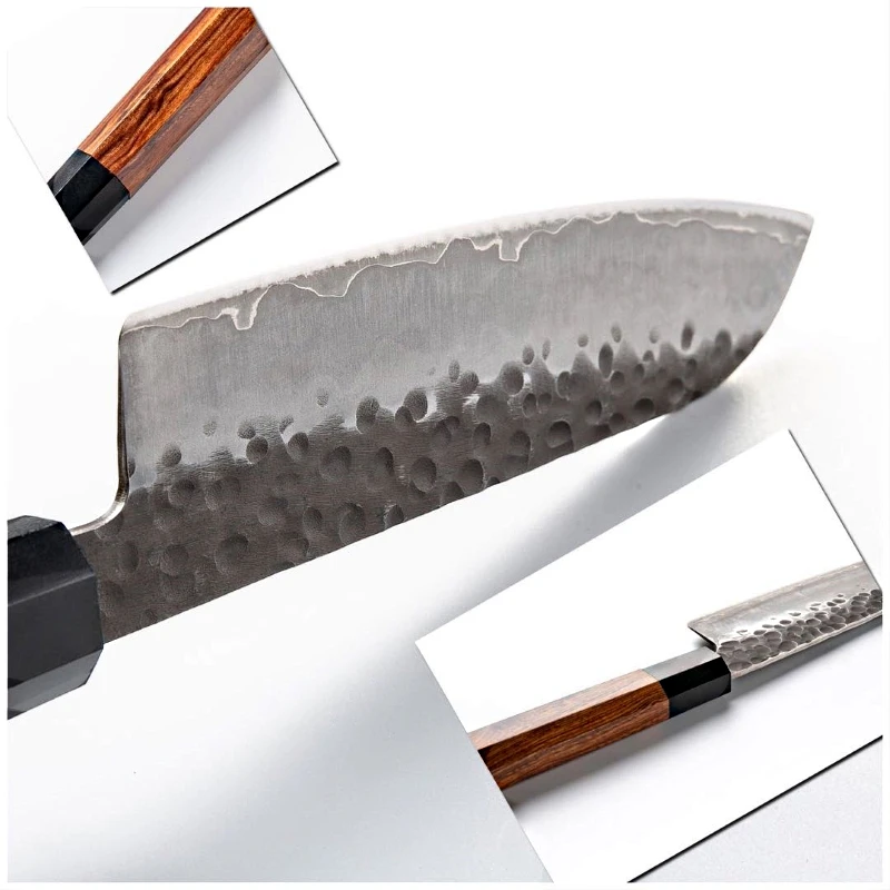 7 дюймов Santoku Ножи ручной работы Кухня ножи японский 3 слоя AUS10 с высоким