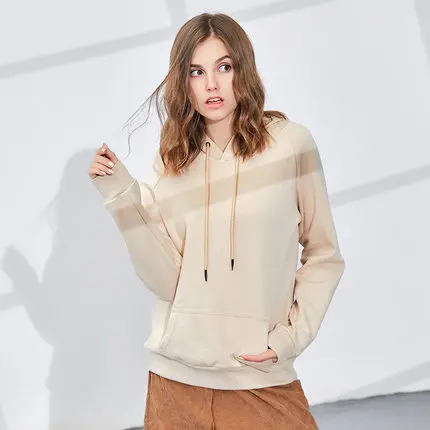 ZHISILAO Woman Pullover Hoodie Harajuku Women Sweatershirt Hoodie Oversize Feminino Winter Solid Plus Size Pull Femme Hiver - Цвет: beige