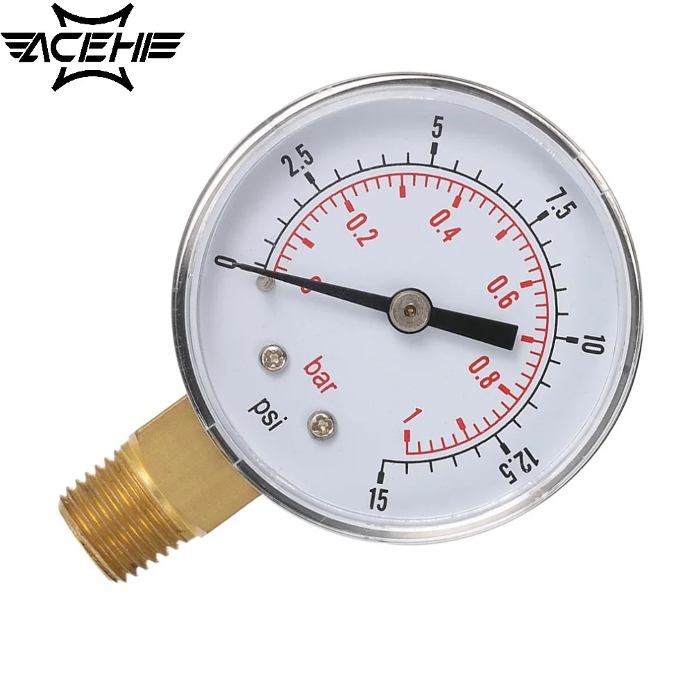 Новый манометр ACEHE для топлива воздуха масла или воды 50 мм 0 15 PSI 1 бар 1/4